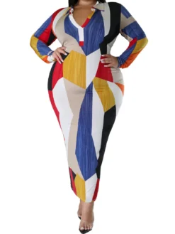 Plus Size Women Winter Turndown Collar Long Sleeve Dress -Plus Size Dresses Shop 736a2c4a3f2bcb38