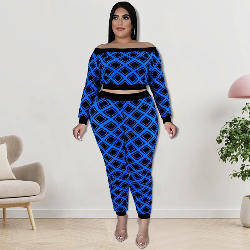 Plus Size Women'S Print Off Shoulder Top And Pants Two Piece Set 15 Plus Size Women'S Print Off Shoulder Top And Pants Two Piece Set - Image 13