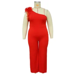 Plus Size Ladies One Shoulder Mesh Wide Leg Pants -Plus Size Dresses Shop 73c834094825ae73