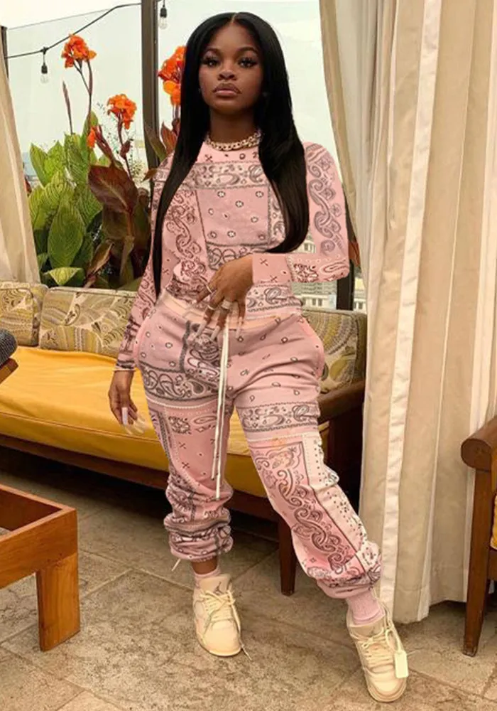 Winter Women's Printed Long Sleeve Plus Size Two-Piece Pants Set 10 Winter Women's Printed Long Sleeve Plus Size Two-Piece Pants Set - Image 8