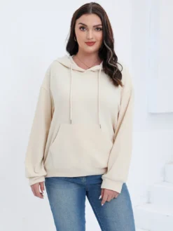 Plus Size Autumn And Winter Long Sleeve Solid Loose Fleece Hoodies -Plus Size Dresses Shop 74bfaa1b9d492283