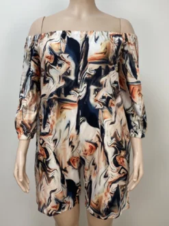 Fashion Casual Off Shoulder Printed Plus Size Jumpsuit -Plus Size Dresses Shop 74c0a8562759ede6