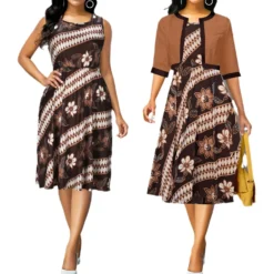 Plus Size Women Printed Dress And Jacket Two-Piece Set -Plus Size Dresses Shop 7510b43d56ebeaee