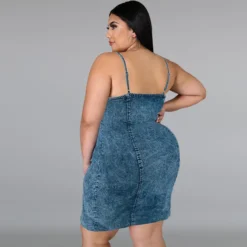 Plus Size Women's Denim Sleeveless Strap Short Dress -Plus Size Dresses Shop 757d027e3598e7ef