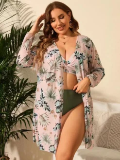 Plus Size Women Printed Swimwear Three-Piece -Plus Size Dresses Shop 766a382538eca078
