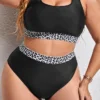 Plus Size Leopard Patchwork Bikini Two-Piece Set -Plus Size Dresses Shop 7740ddf1d4bd5c5d