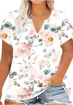 Summer Loose Printed Short Sleeve T-Shirt Plus Size Women's Tops -Plus Size Dresses Shop 785e14c7b336e1eb