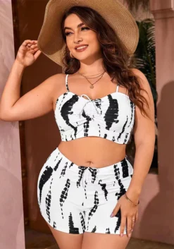 Plus Size Women Cow Print Belted Swimwear Two Pieces -Plus Size Dresses Shop 78b5790274dd098c