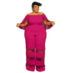 Women'S Off Shoulder Mesh Patchwork Sexy Casual Chic Plus Size Jumpsuit -Plus Size Dresses Shop 78c9fe79eabb411e