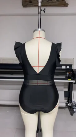 Plus Size Women Solid Mesh One Piece Swimwear -Plus Size Dresses Shop 793cd78dc1a7f7d4