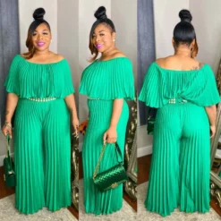 Women'S Fashion Off Shoulder Pleated Loose Slim Waist Jumpsuit -Plus Size Dresses Shop 794bf497dd0a2bb8