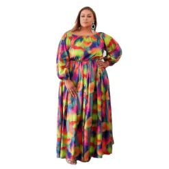 Plus Size Dress Chic Print Fashion Button Loose Long Sleeve Dress -Plus Size Dresses Shop 79a90cf8a3d769ed