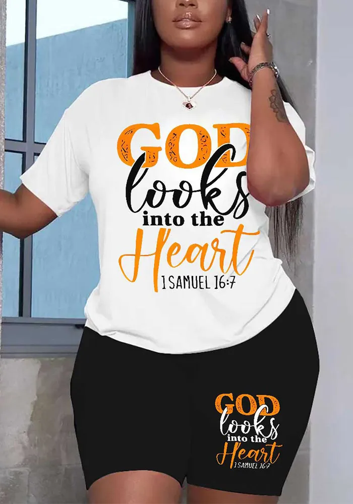 Plus Size Women Loose Printed T-Shirt And Shorts Two-Piece Set 4 Plus Size Women Loose Printed T-Shirt And Shorts Two-Piece Set - Image 2