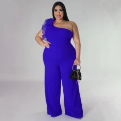 Plus Size Ladies One Shoulder Mesh Wide Leg Pants -Plus Size Dresses Shop 7abd858022c08c19