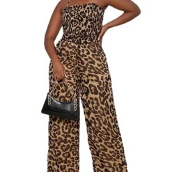 Plus Size Women Leopard Halter Neck Jumpsuit -Plus Size Dresses Shop 7ae9a58dc9cbe2fa