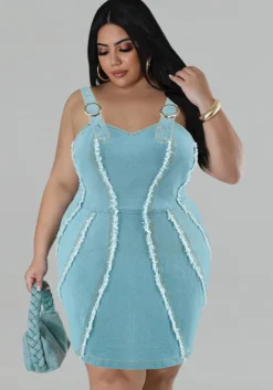 Plus Size Women's Denim Strap Sleeveless Bodycon Denim Dress -Plus Size Dresses Shop 7af04b8ff1e15347