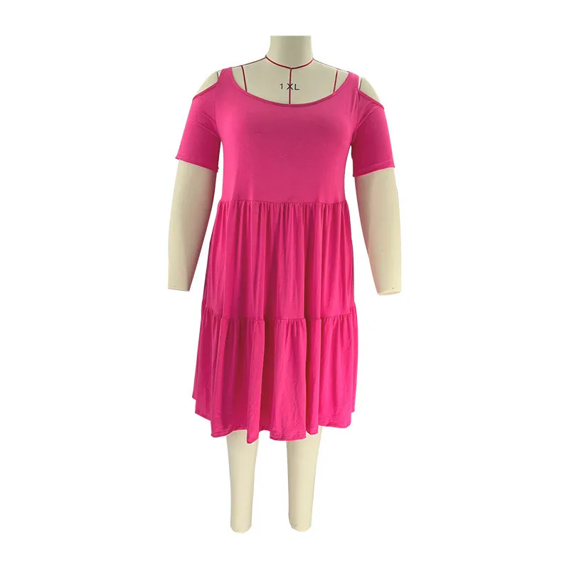 Summer Sexy Solid Round Neck Cutout Short Sleeve Plus Size Women Clothes Fashion Casual Dress 19 Summer Sexy Solid Round Neck Cutout Short Sleeve Plus Size Women Clothes Fashion Casual Dress - Image 17