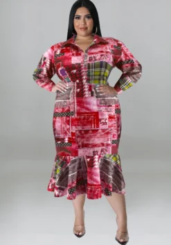 Plus Size Fall Women's Collared Open Long Sleeve Dress -Plus Size Dresses Shop 7b296bcf6b090159