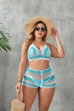 Plus Size Women Cutout Lace-Up Two Pieces Swimwear -Plus Size Dresses Shop 7b7a9e4a82a6af59