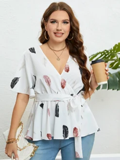 Ladies Summer Print Lace-Up Top -Plus Size Dresses Shop 7bbcec1bc52f86a7