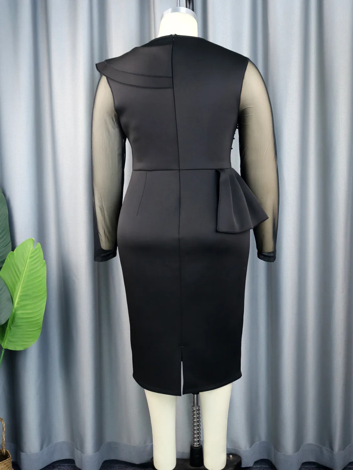 Women See-Through Mesh Beading Ruffle Edge Dress 13 Women See-Through Mesh Beading Ruffle Edge Dress - Image 11