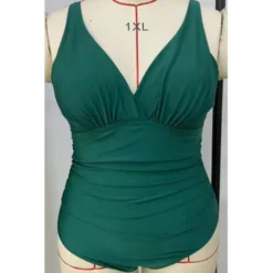 Plus Size Women Bikini One-piece Suspender Solid Swimsuit -Plus Size Dresses Shop 7bf73daf2d080060