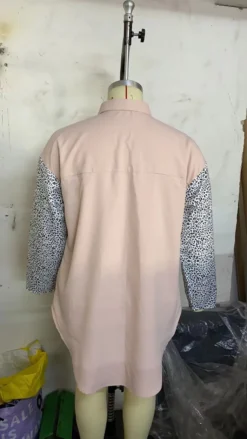 Plus Size Women Shirt Leopard Patchwork Loose Long Sleeve Top -Plus Size Dresses Shop 7c0ab75b6b4a07bc