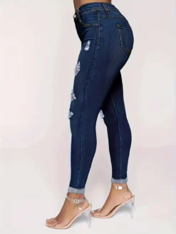 Summer Ripped Denim Pants Plus Size Tight Fitting Jeans -Plus Size Dresses Shop 7c37fd595bf44f79