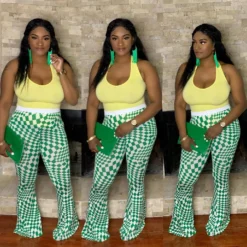 Plus Size Women Casual Geometric Print Bell Bottom Pants -Plus Size Dresses Shop 7c42c65657720623