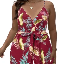 Plus Size Women's Slim Waist Strap Rompers Jumpsuit
