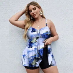 Plus Size Swimsuit Floral Print Two Pieces Women's High Waist Swimwear -Plus Size Dresses Shop 7d07a980c8711333