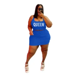Plus Size Women'S Fashion Beaded Solid Sleeveless Tank Top And Skirt Two-Piece Set -Plus Size Dresses Shop 7d71ea25a0bc9f53
