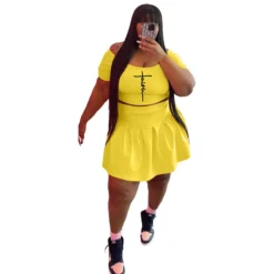 Fashion Casual Sport Print Short Sleeve Two-Piece Plus Size Women'S Skirt Set -Plus Size Dresses Shop 7d966b590c89183e