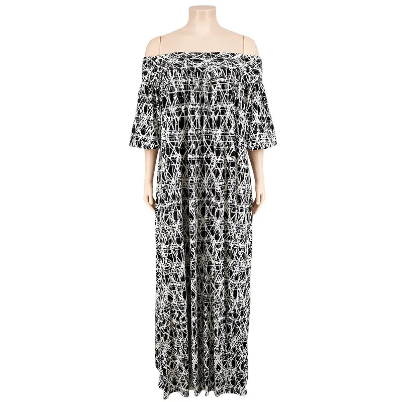 Plus Size Women Fall Off Shoulder Long Sleeve Dress With Belt 4 Plus Size Women Fall Off Shoulder Long Sleeve Dress With Belt - Image 2