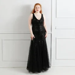 Elegant U-Neck Sleeveless Sequin Plus Size Beauty Long Formal Party Evening Dress 20 Elegant U-Neck Sleeveless Sequin Plus Size Beauty Long Formal Party Evening Dress -Plus Size Dresses Shop 7eeb46792fa10913