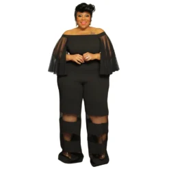 Women'S Off Shoulder Mesh Patchwork Sexy Casual Chic Plus Size Jumpsuit -Plus Size Dresses Shop 7fcc7e8f750d7d6e