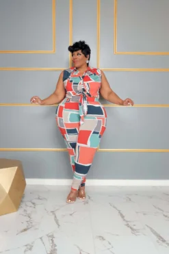 Plus Size Multi-Color Graphic-Print Slim Fit Two-Piece Set -Plus Size Dresses Shop 800b61f293d687f2