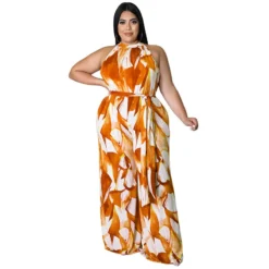 Plus Size Women Holidays Casual Print Sleeveless Jumpsuit -Plus Size Dresses Shop 81769e08b9f3e470