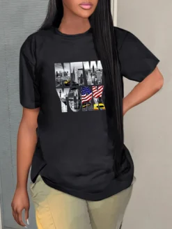 Fashion Casual Women's Graphic Print Round Neck Short Sleeve Plus Size T-Shirt -Plus Size Dresses Shop 82255c22c95eda14