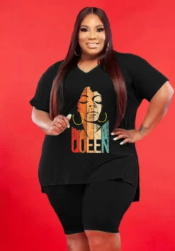 Ladies Fashion V Neck Plus Size 5x Solid Color Casual Set -Plus Size Dresses Shop 823f698968ebe18f