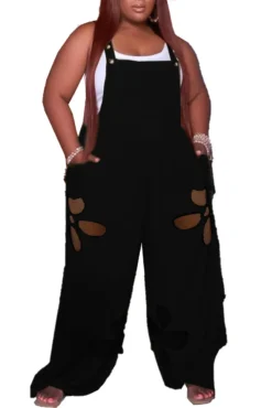 Women Solid Ripped Jumpsuit -Plus Size Dresses Shop 82933ac014903504