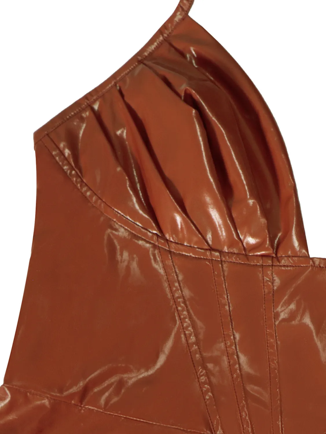 Strap Brown Pu Leather Plus Size Irregular Bodycon Dress 6 Strap Brown Pu Leather Plus Size Irregular Bodycon Dress - Image 4