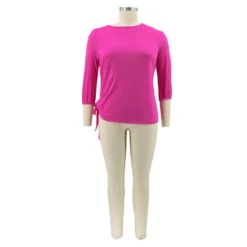 Summer Solid Color Round Neck Ladies T-Shirt Plus Size Irregular Long Sleeve Top -Plus Size Dresses Shop 8328108abe3ab38c