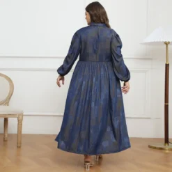 Plus Size Women Button Turndown Collar Long Sleeve Maxi Dress -Plus Size Dresses Shop 836fd0fe0f5ec98e