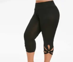 Plus Size Women Cutout Petal Basic Cropped Pants -Plus Size Dresses Shop 83bb9152b47f313a