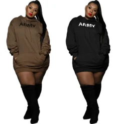Plus Size Women Fleece Printed Hoodies