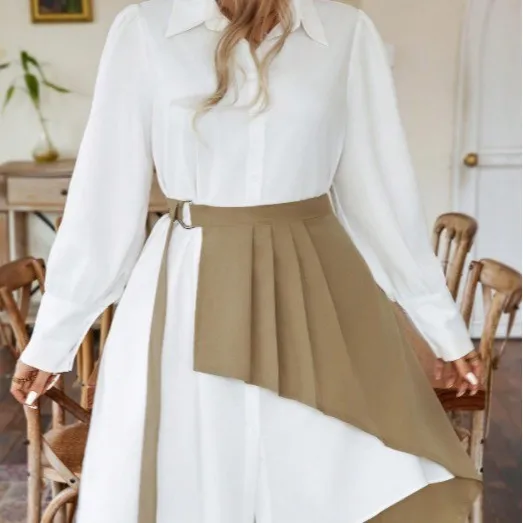 Plus Size Women Shirt Dress Two-piece Set 4 Plus Size Women Shirt Dress Two-piece Set - Image 2