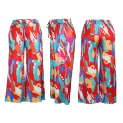 Plus Size Women Casual Tie Print Pocket Wide Leg Pants -Plus Size Dresses Shop 847a9c4f28c7ed5d