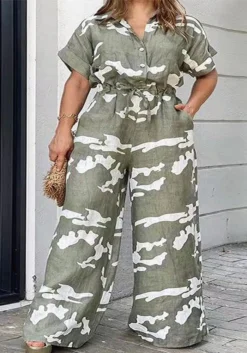 Plus Size Women's Fall Short Sleeve Jumpsuit -Plus Size Dresses Shop 847deead7f66af23