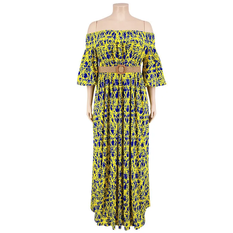 Plus Size Women Fall Off Shoulder Long Sleeve Dress With Belt 16 Plus Size Women Fall Off Shoulder Long Sleeve Dress With Belt - Image 14